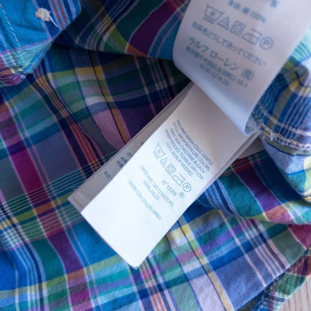 Ralph Lauren Plaid Button Down Shirt Blue Purple Multi Long Sleeve Toddler 18M